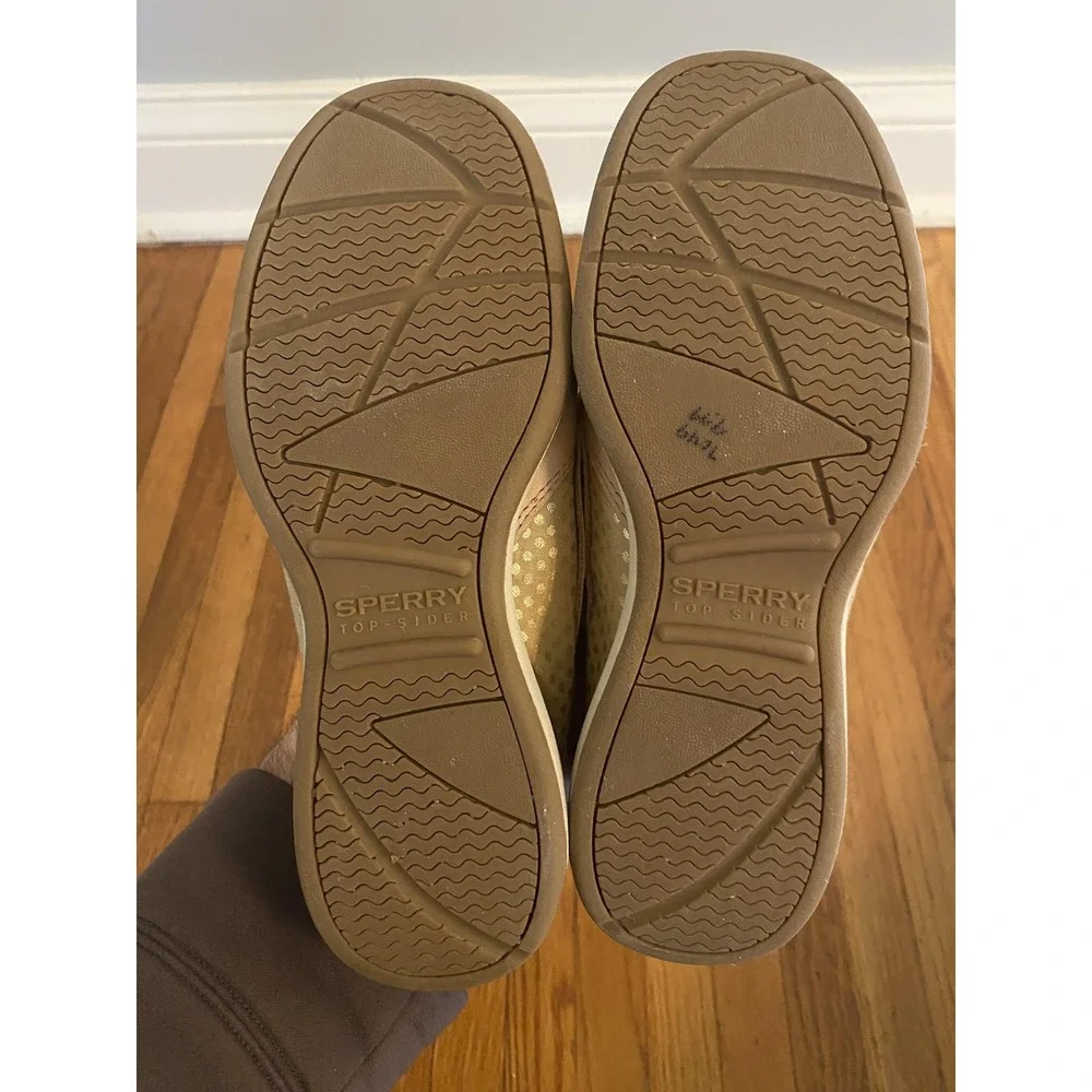 Sperry Top-Sider Shoes Womens Size 6 Tan Leather Boat Mesh Moc Toe STS92460
